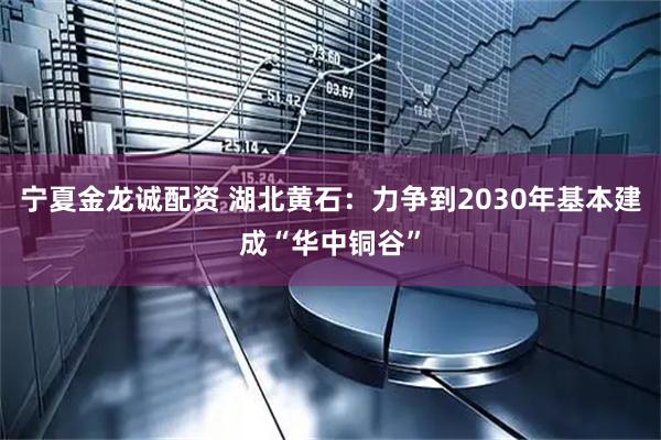 宁夏金龙诚配资 湖北黄石：力争到2030年基本建成“华中铜谷”